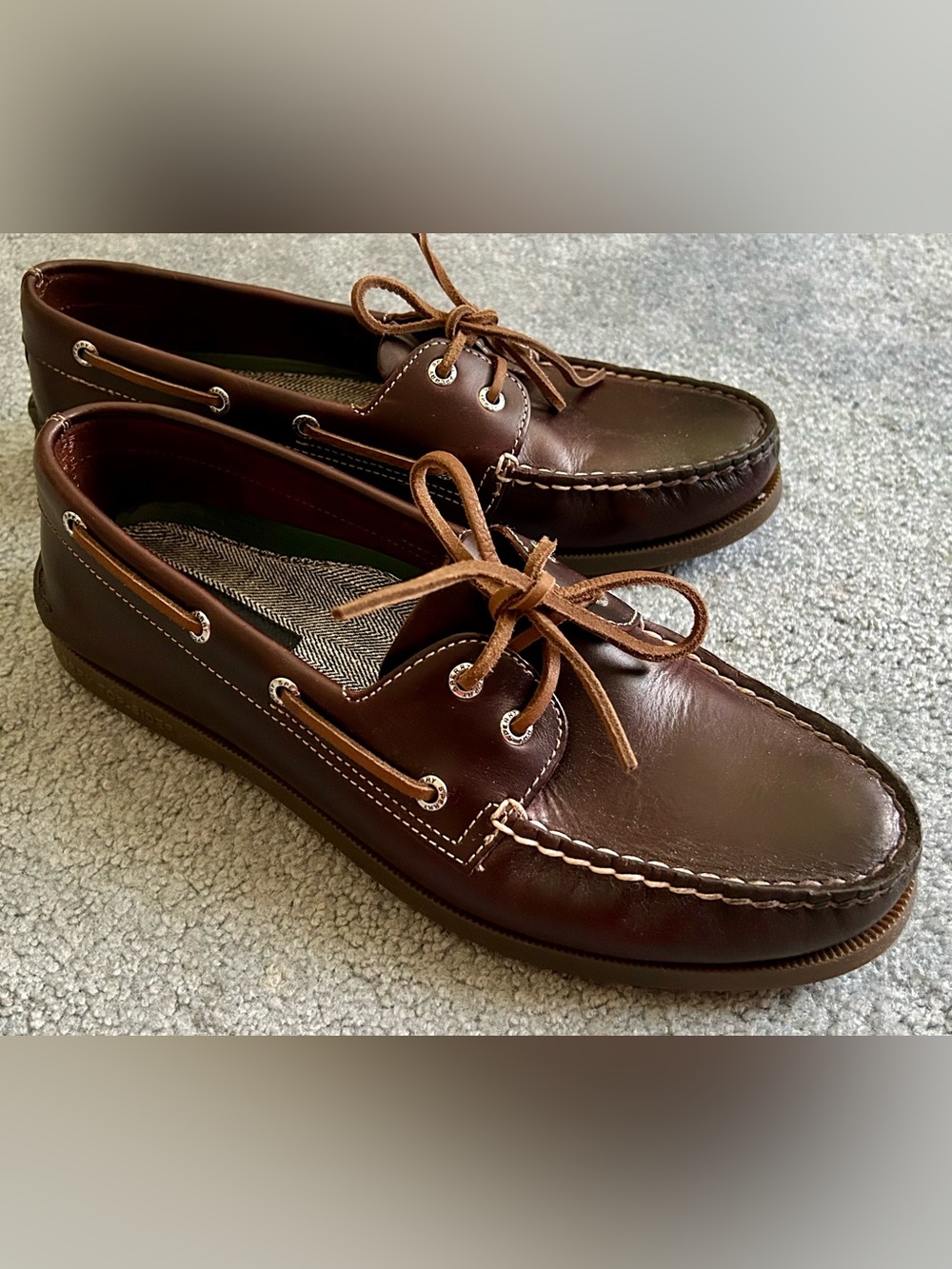Sperry A/O Leather 2-Eye Classic Boat Shoes - 10.5 - Amaretto